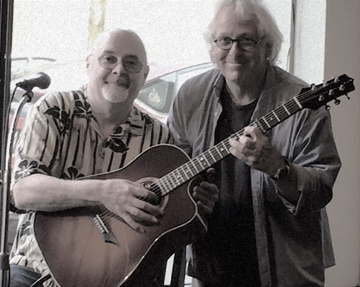 Kit Garoutte and Moe Dixon just before a show together at The Pines 1852 Tasting Room in Hood River, OR.